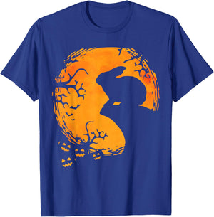 Funny Rabbit Halloween Moon Silhouette Spooky Bunny Lover T-Shirt - T-Shirt | Royal