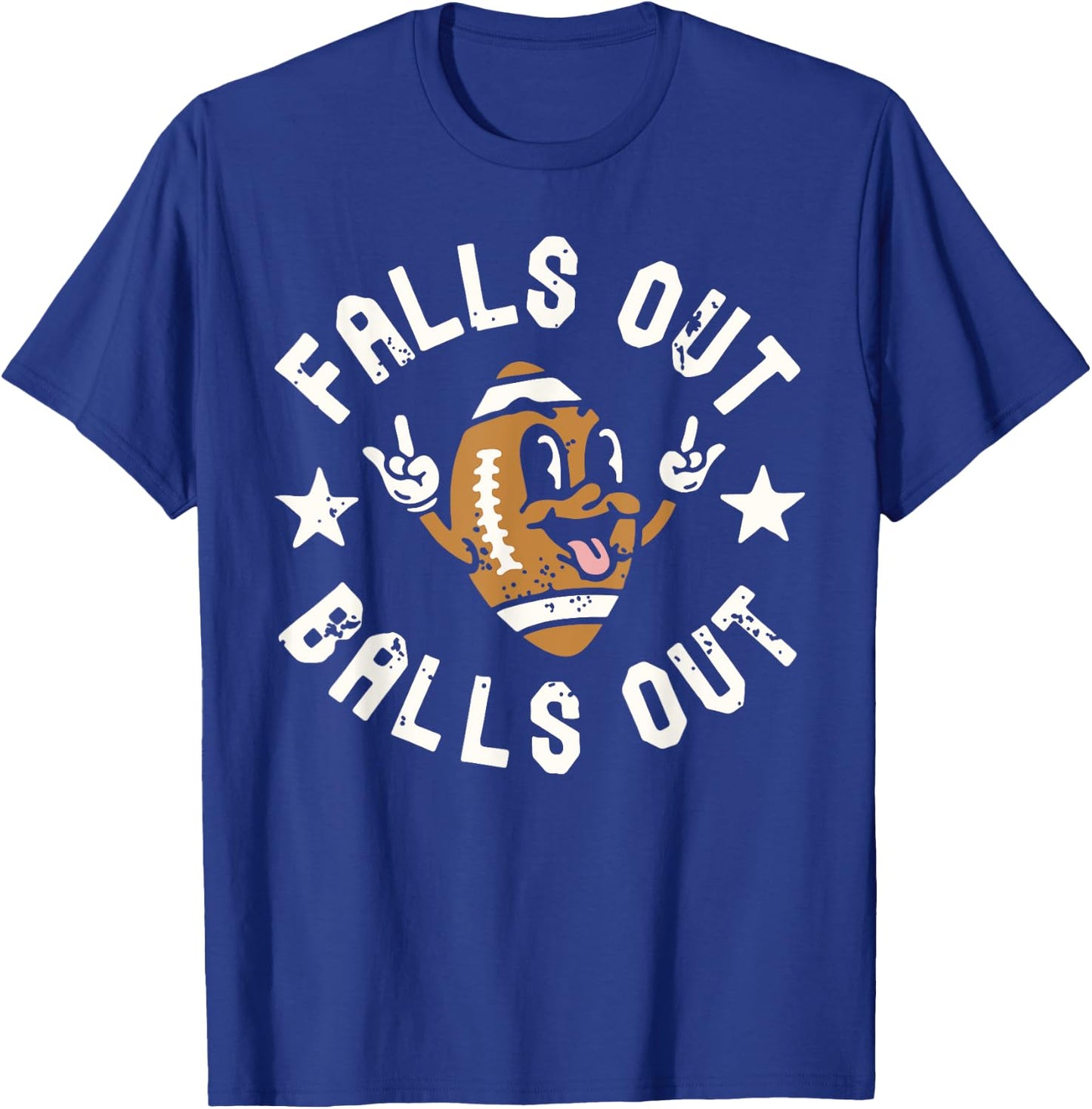 Retro Falls Out Balls Out Football Vintage Thanksgiving Gift T-Shirt - T-Shirt | Royal