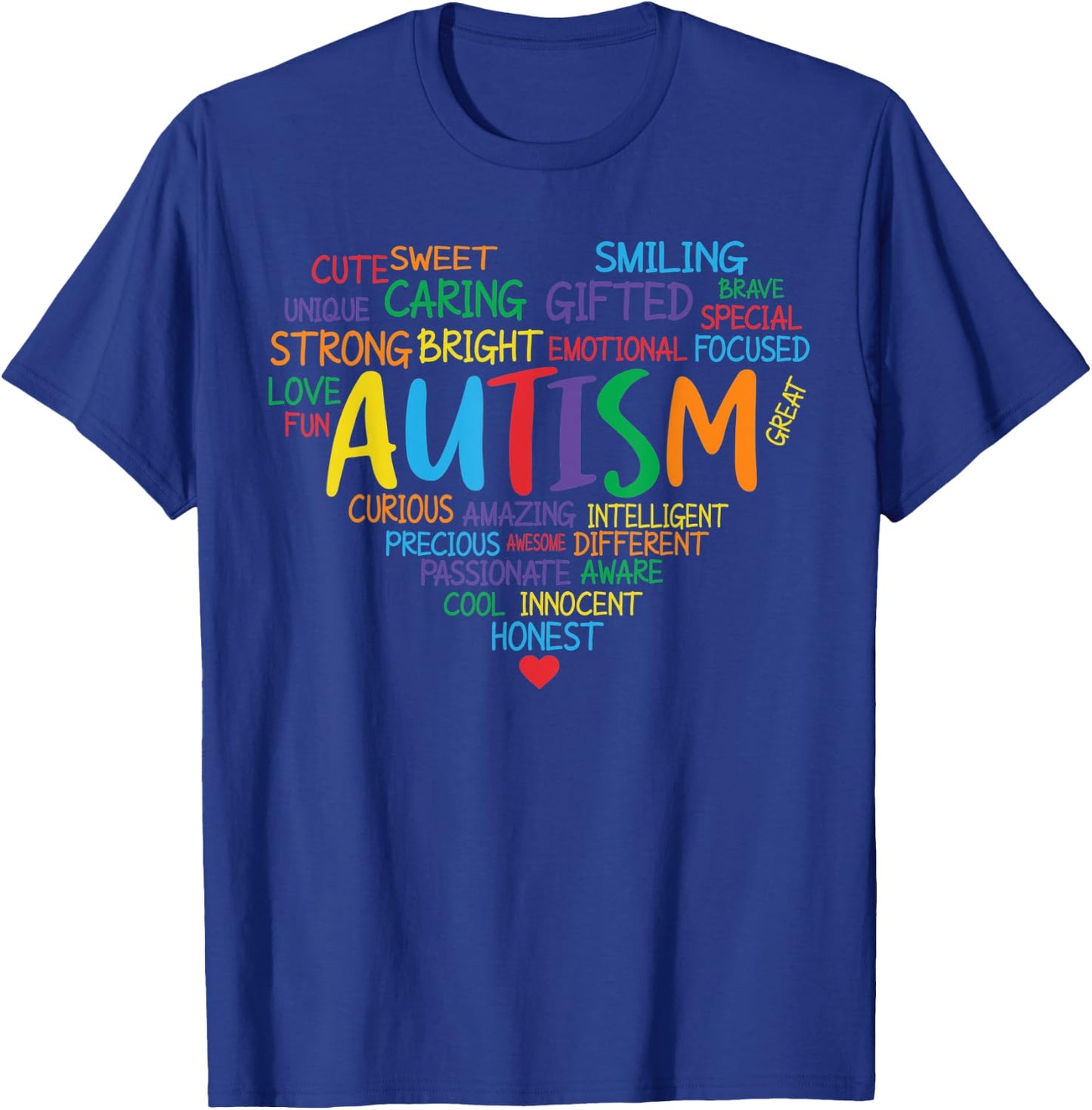 Colorful Autism Heart Autism Awareness Support T-Shirt - T-Shirt | Royal