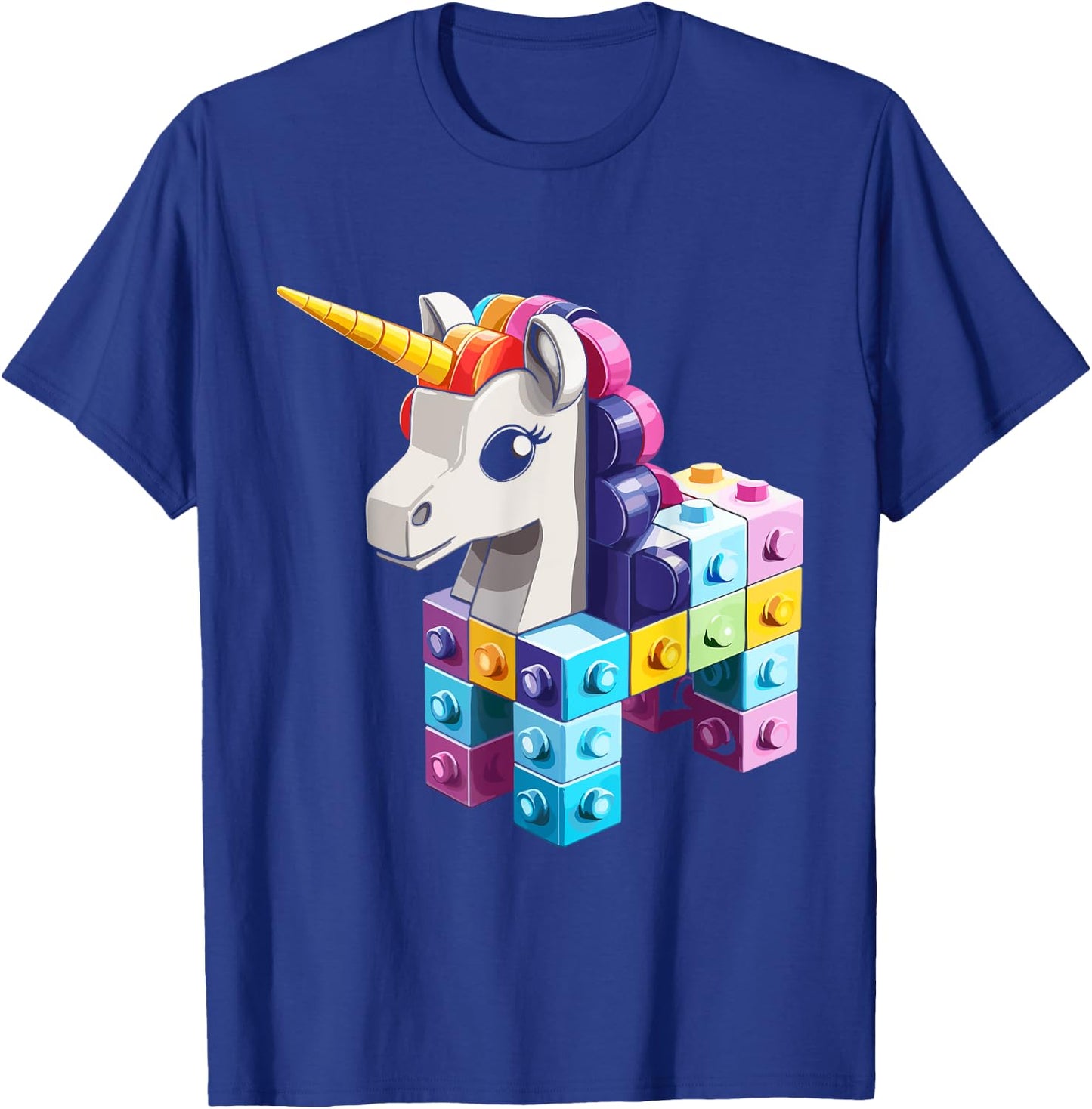 Master Builder Bricks Blocks Play Toys Unicorn T-Shirt - T-Shirt | Royal