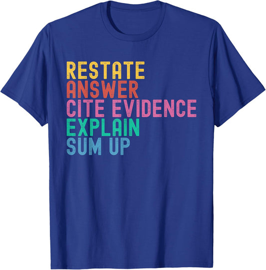 Races Writing Strategy Funny Text Evidence English Teacher T-Shirt - T-Shirt | Royal