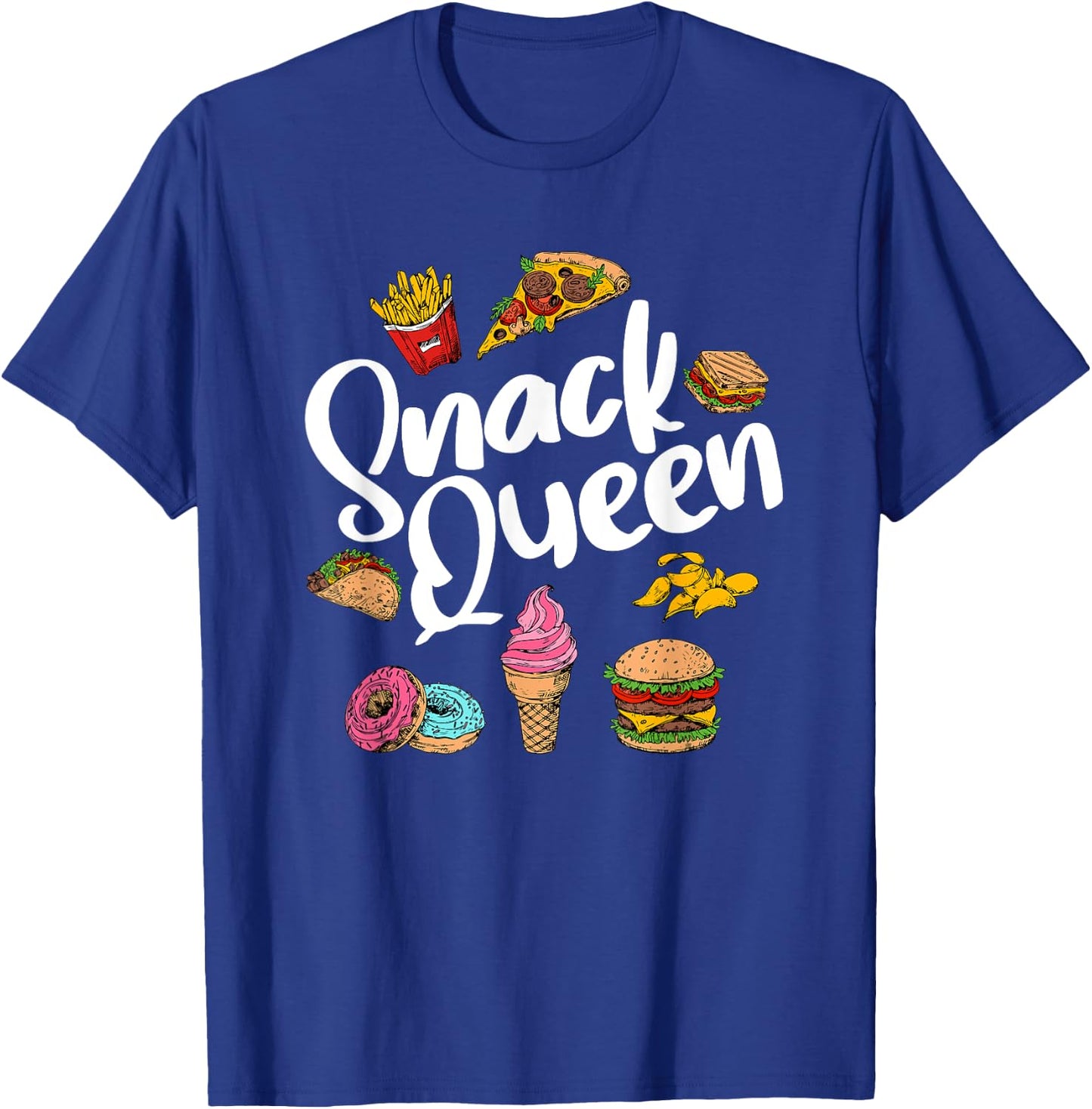 Funny Snack Lover Designs Girls Snack Queen Foodie T-Shirt - T-Shirt | Royal