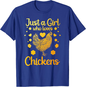Funny Girl Chicken Design For Kids Women Mom Chicken Lover T-Shirt - T-Shirt | Royal