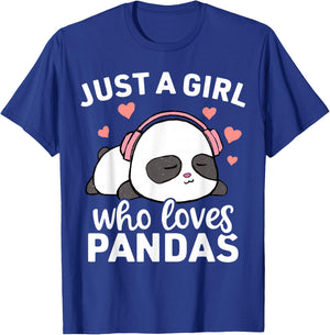 Just A Girl Who Loves Pandas Cute Kawaii Panda T-Shirt - T-Shirt | Royal