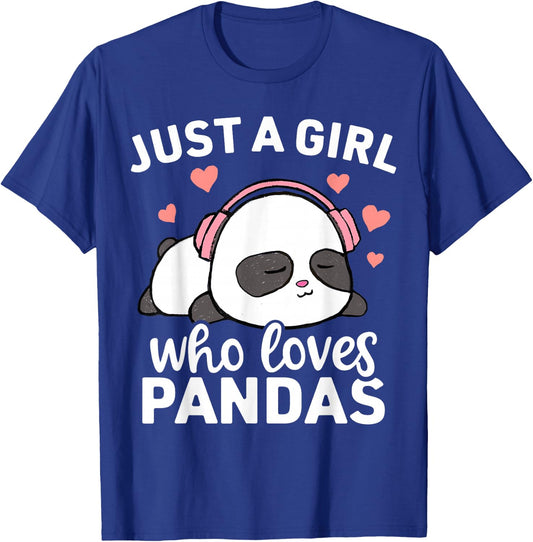Just A Girl Who Loves Pandas Cute Kawaii Panda T-Shirt - T-Shirt | Royal