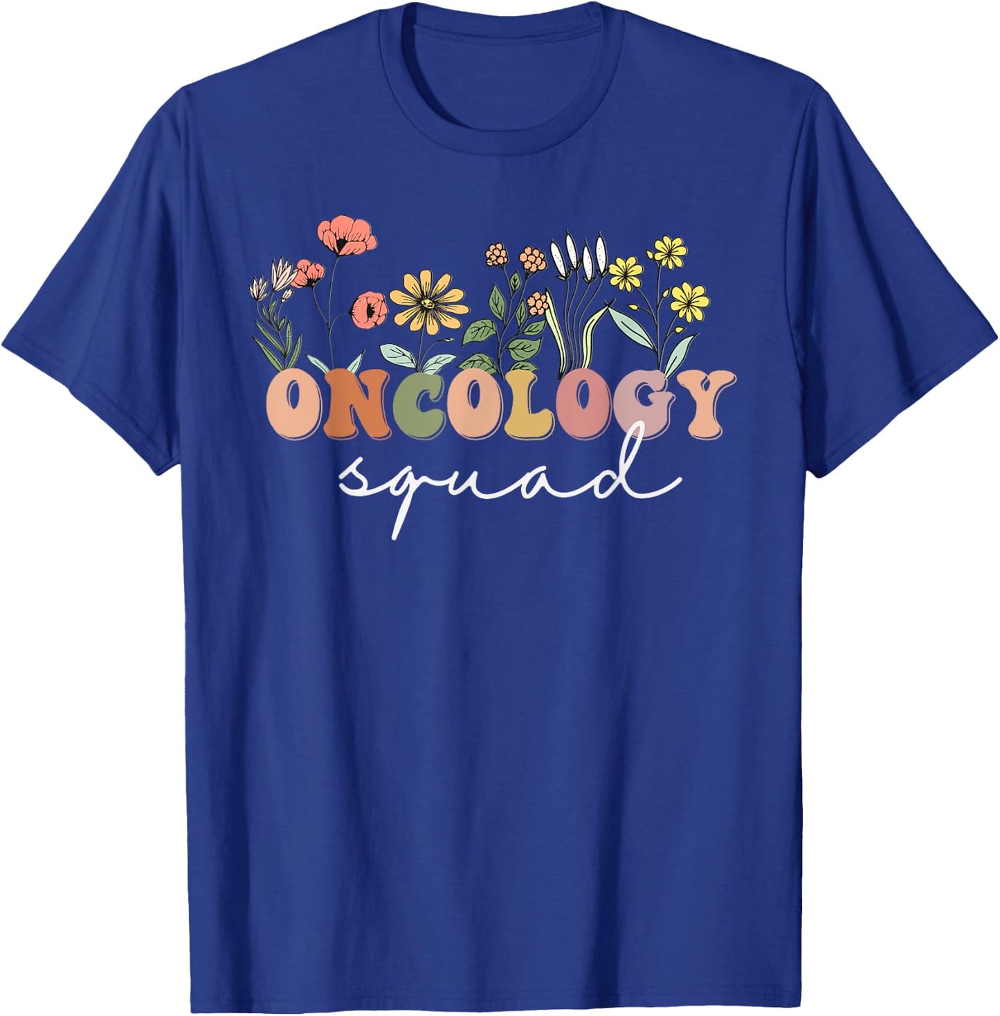 Wildflower Oncology Nurse Squad Retro Pediatric Oncology T-Shirt - T-Shirt | Royal