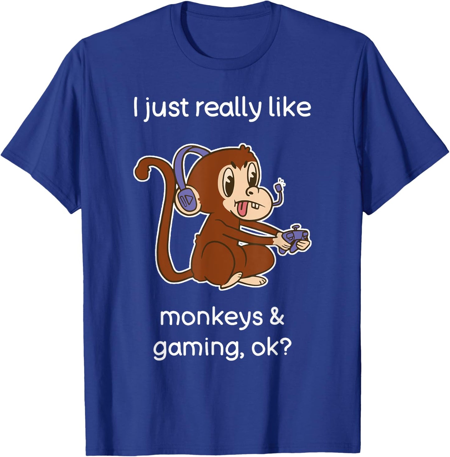 Funny Monkey Lover Gamer Shirt I Love Video Gaming Monkey T-Shirt - T-Shirt | Royal