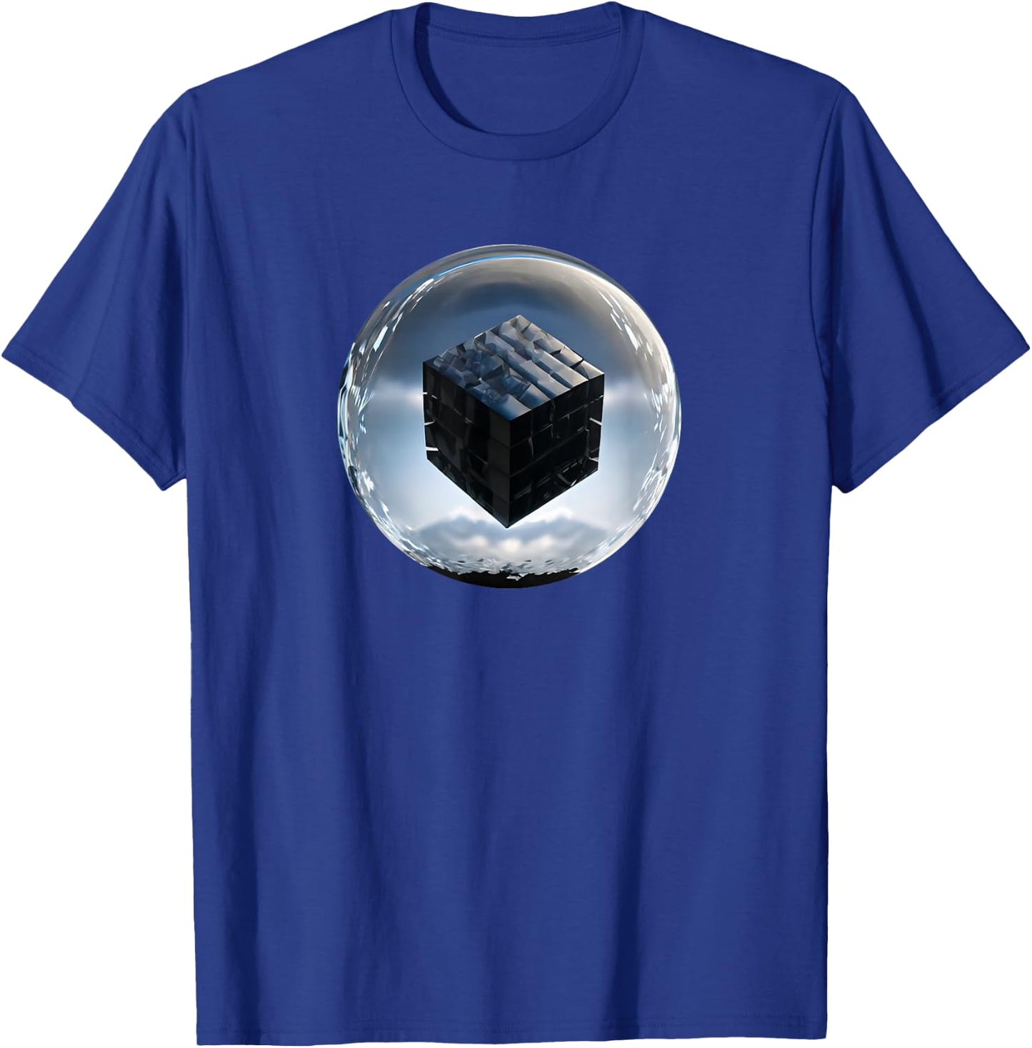 UFO / UAP / Dark Cube Inside A Clear Sphere T-Shirt - T-Shirt | Royal