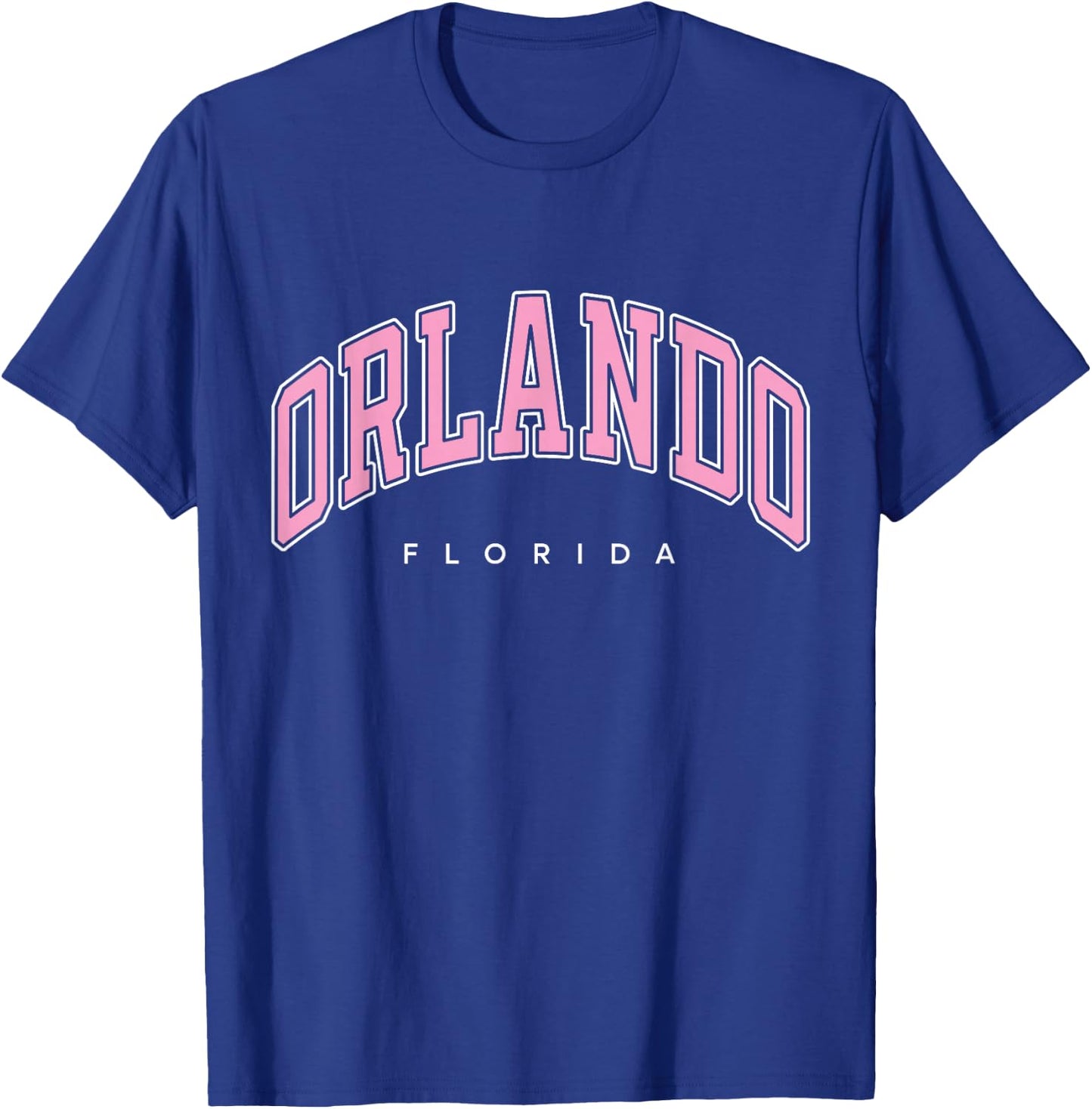 Orlando Florida FL Varsity Style Pink Text T-Shirt - T-Shirt | Royal