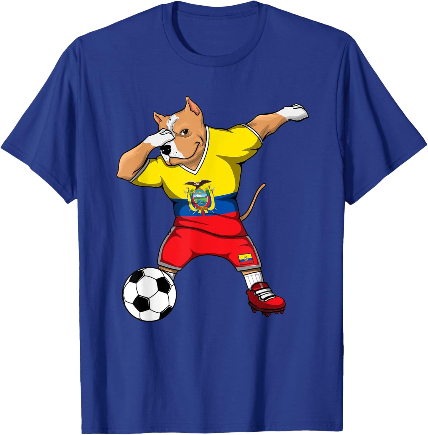 Dabbing Pitbull Dog Ecuador Soccer Fans Jersey Football Flag Women Kids T-Shirt - T-Shirt | Royal