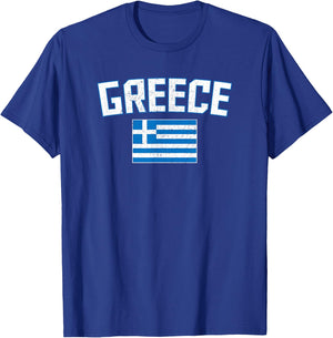 Vintage Distressed Greece Flag Greek Pride T-Shirt - T-Shirt | Royal