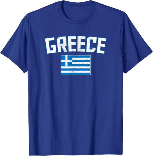Vintage Distressed Greece Flag Greek Pride T-Shirt - T-Shirt | Royal