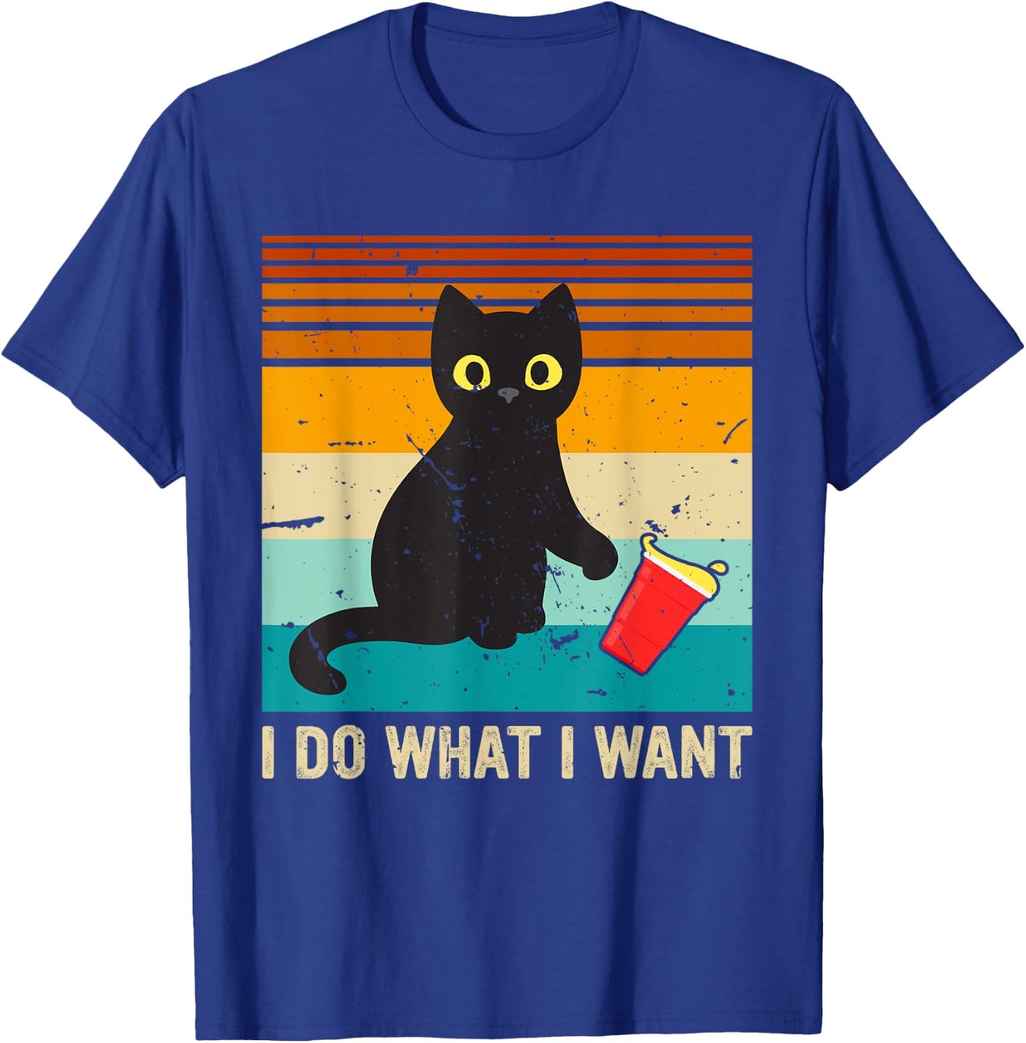 Do What I Want Vintage Black Cat Red Cup Funny My Cat Women Kids T-Shirt - T-Shirt | Royal