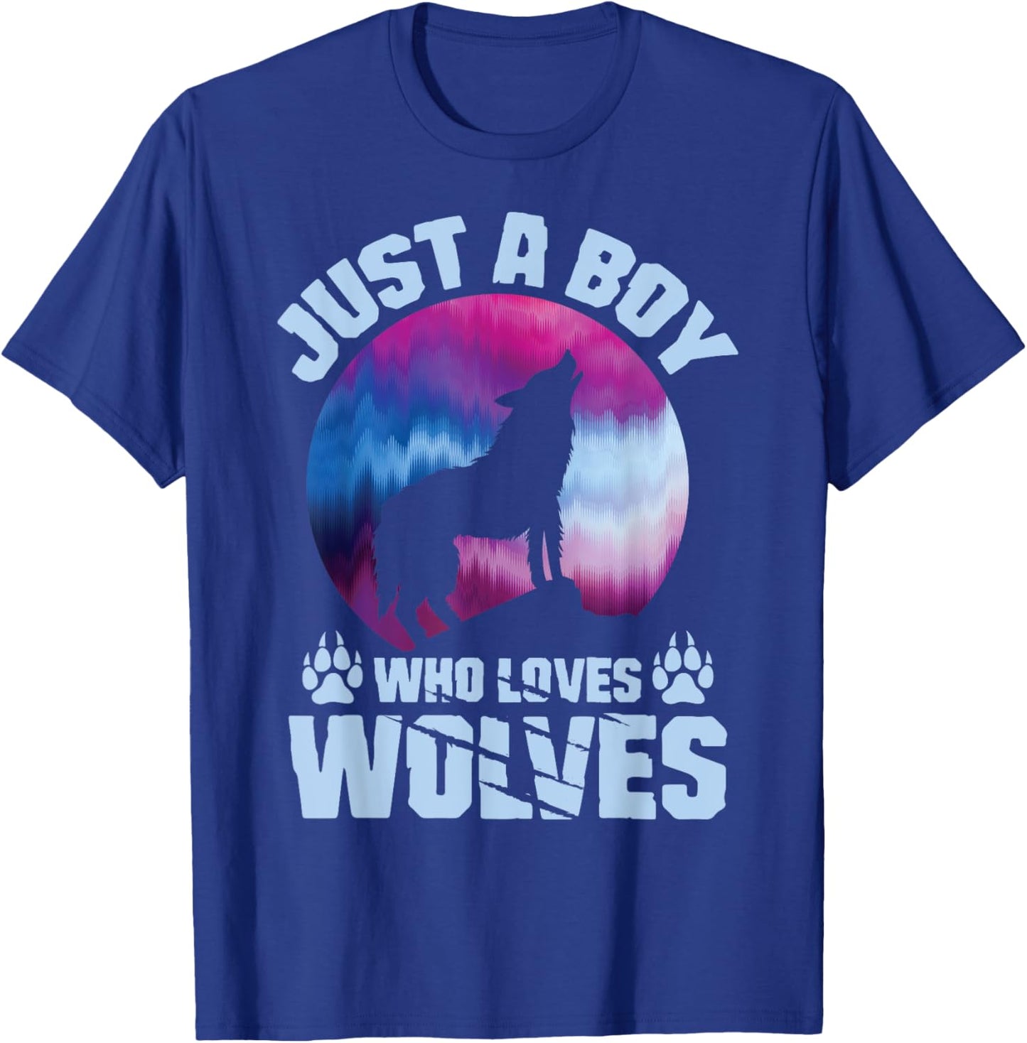 Just A Boy Who Loves Wolves Shirt Wolves Lover Boys Kids T-Shirt - T-Shirt | Royal