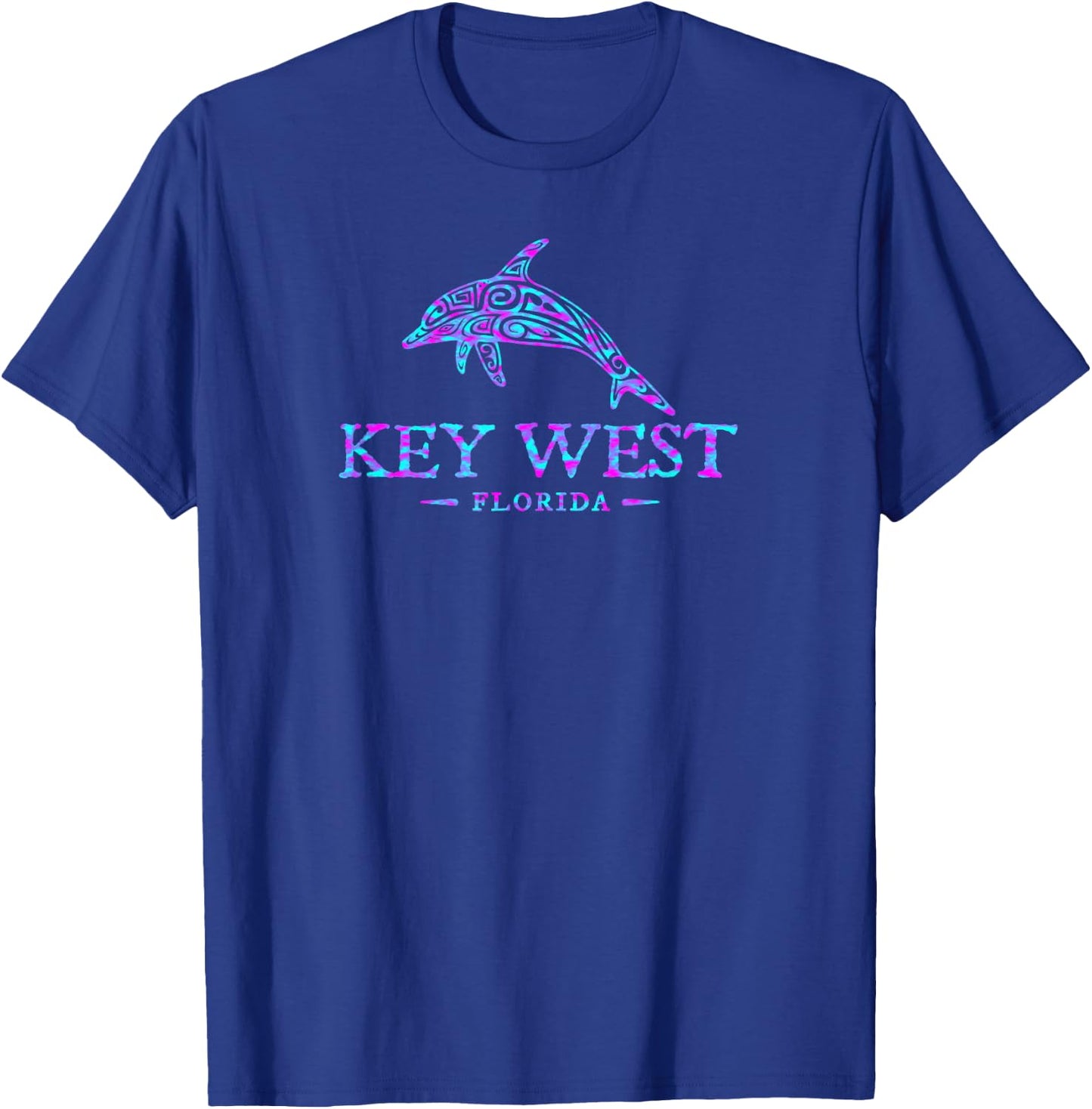 Key West Florida Dolphin Retro Colorful Souvenir T-Shirt - T-Shirt | Royal