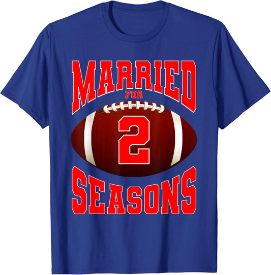 Football Couples 2 Years Marriage Matching 2nd Anniversary T-Shirt - T-Shirt | Royal