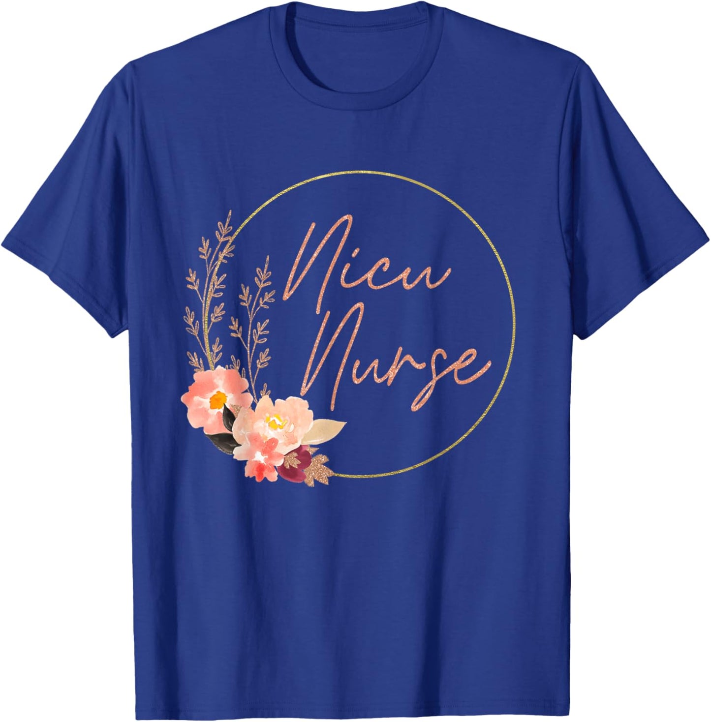Women NICU Nurse ICU Neonatal Floral Flower Team Tiny Humans T-Shirt - T-Shirt | Royal
