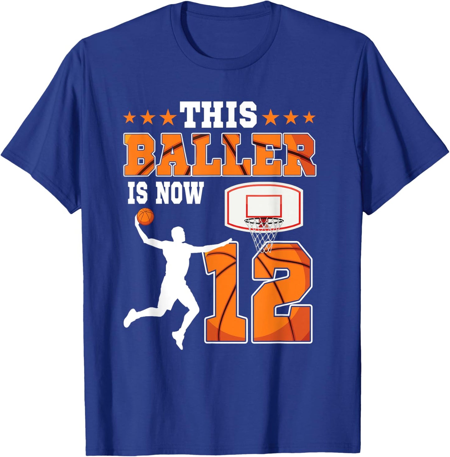 This Baller Is Now 12 Years Old Birthday Basketball Party T-Shirt - T-Shirt | Royal