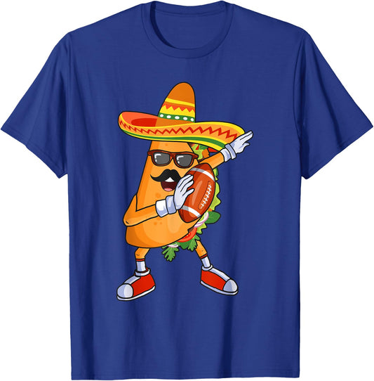 Football and Tacos Dabbing Cinco de Mayo for kids T-Shirt - T-Shirt | Royal