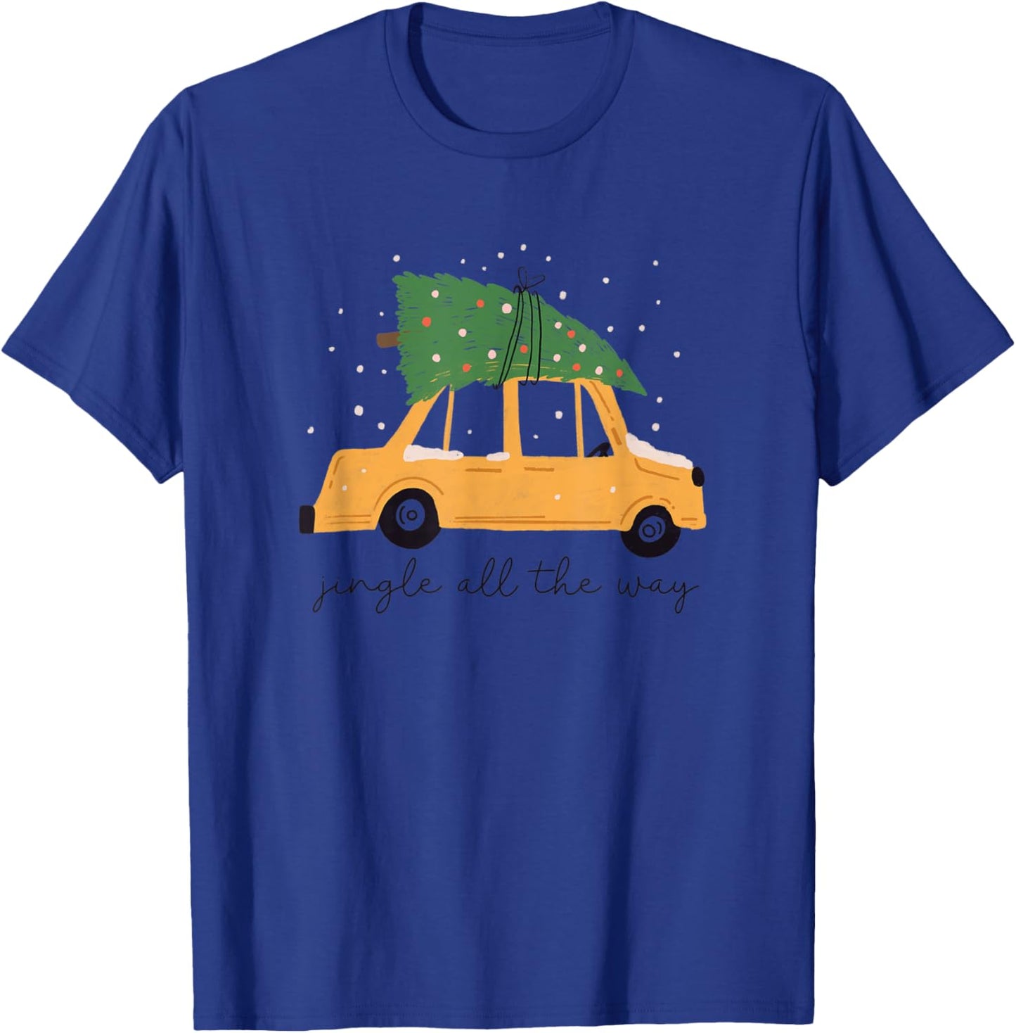 Minimalistic NYC Yellow Cab Christmas Tree on Car T-Shirt - T-Shirt | Royal