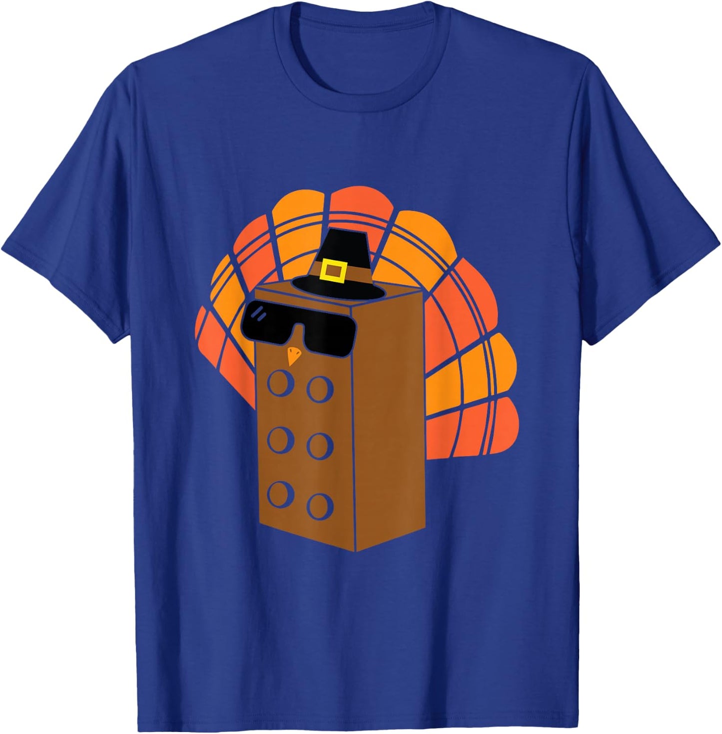 Thanksgiving Building Bricks Turkey Family Matching Funny T-Shirt - T-Shirt | Royal