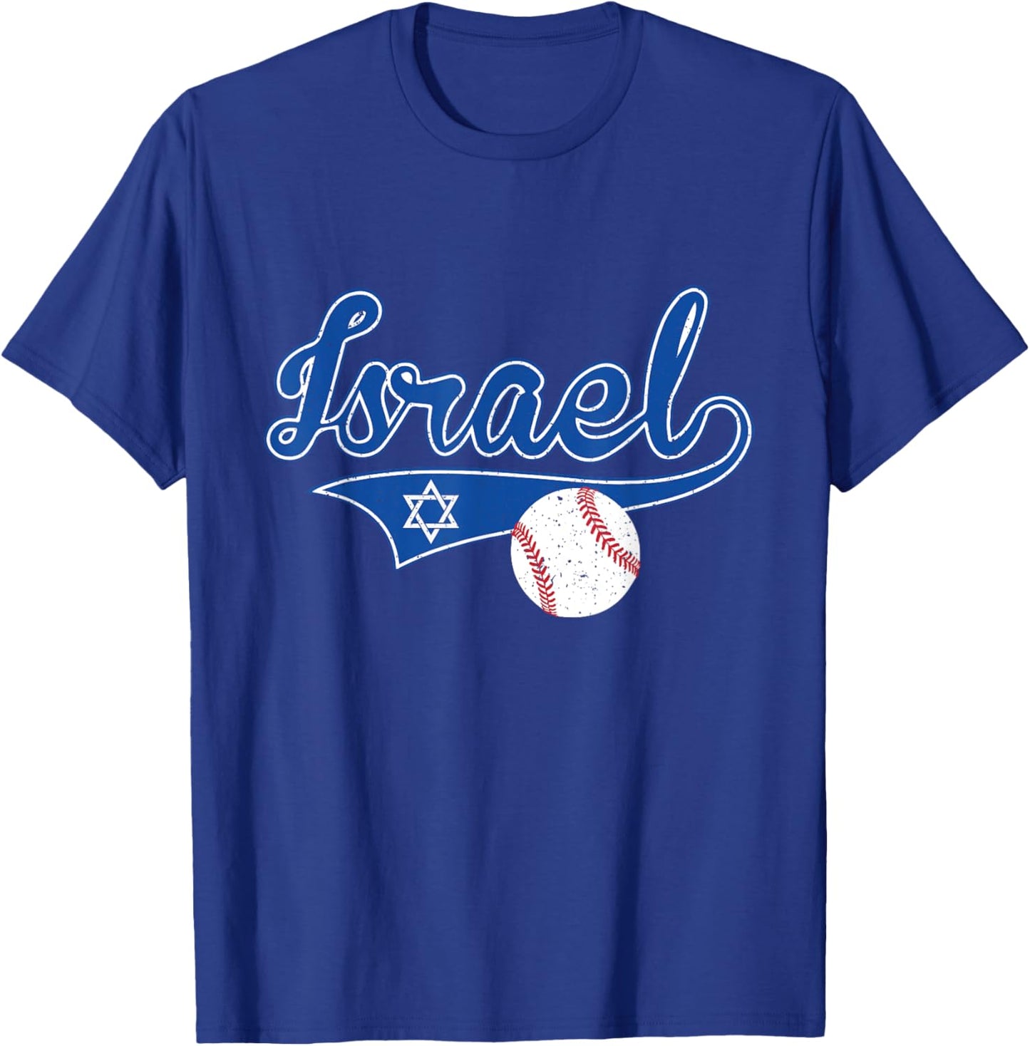Distressed Vintage Athletic Sport Israel Baseball Fans T-Shirt - T-Shirt | Royal