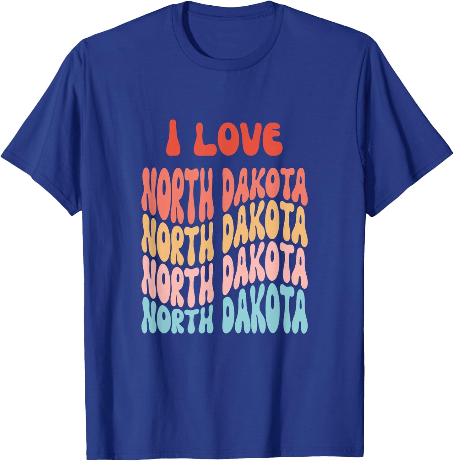 I love North Dakota - Retro State of North Dakota USA T-Shirt - T-Shirt | Royal