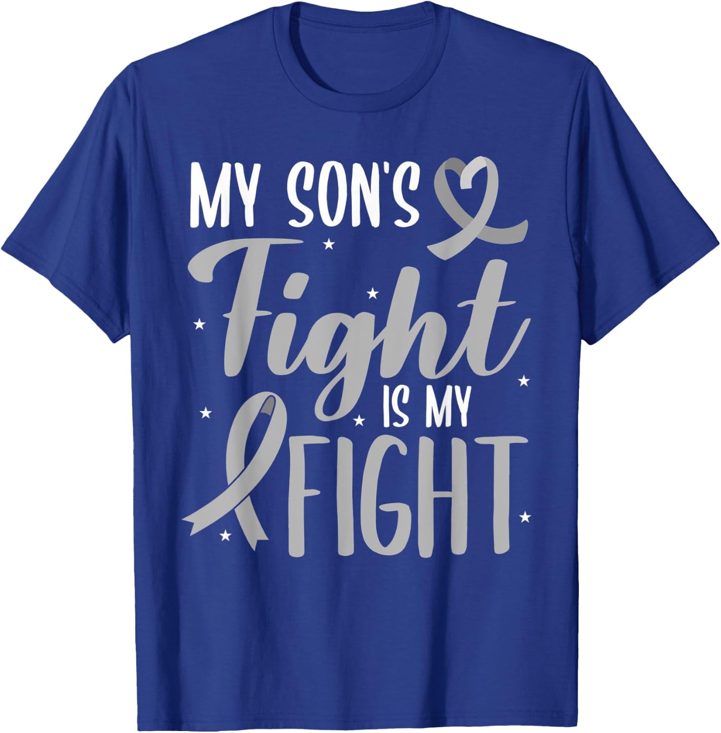 My Son's Fight My Fight Grey Ribbon Schizophrenia Awareness T-Shirt - T-Shirt | Royal