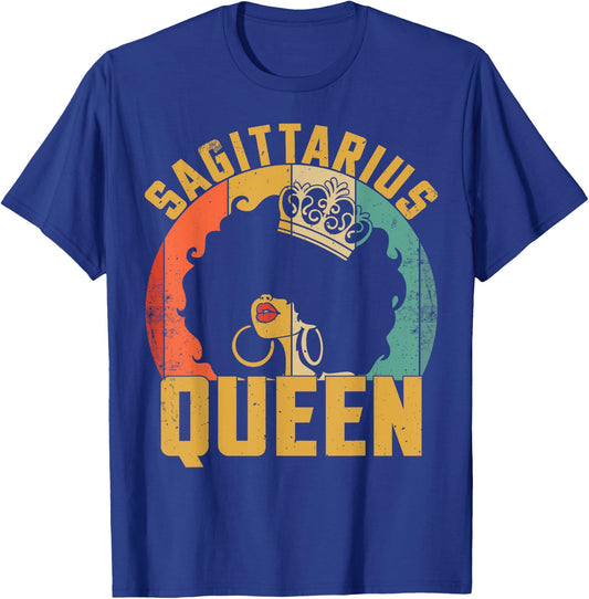 Birthday Afro Sagittarius Queen African American Black Women T-Shirt - T-Shirt | Royal