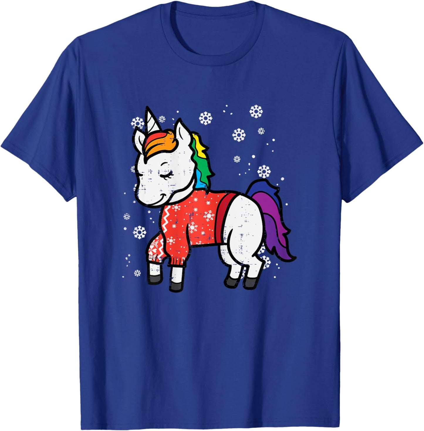 Unicorn Ugly Christmas Sweater Xmas Toddler Girls Kids Women T-Shirt - T-Shirt | Royal