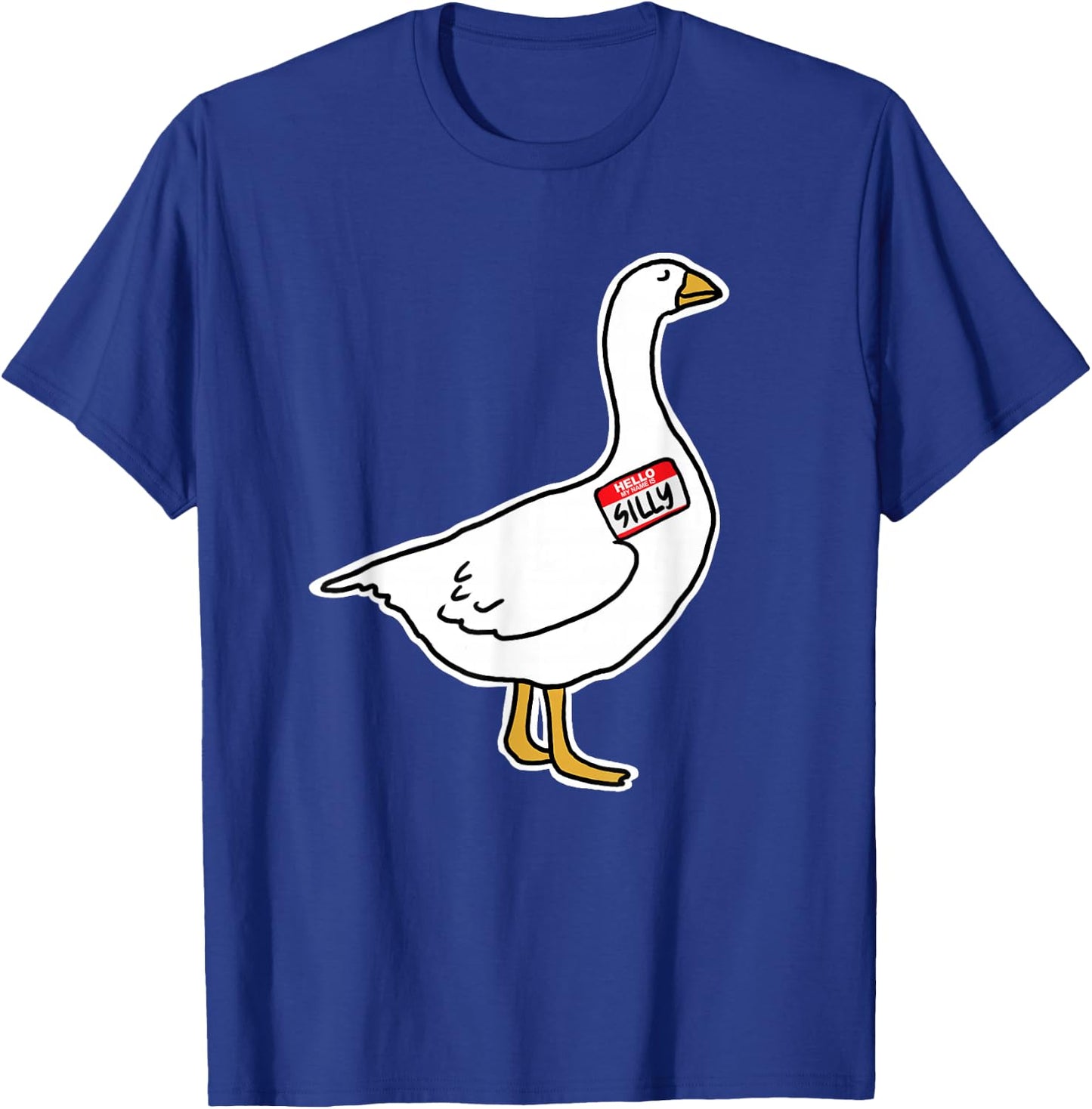 Goose with Silly Name Tag T-Shirt - T-Shirt | Royal