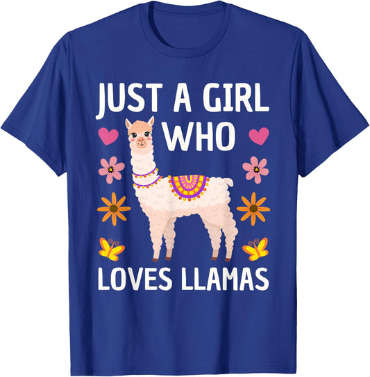 Funny Llama Design Girls Llama Lover Farm Animal T-Shirt - T-Shirt | Royal
