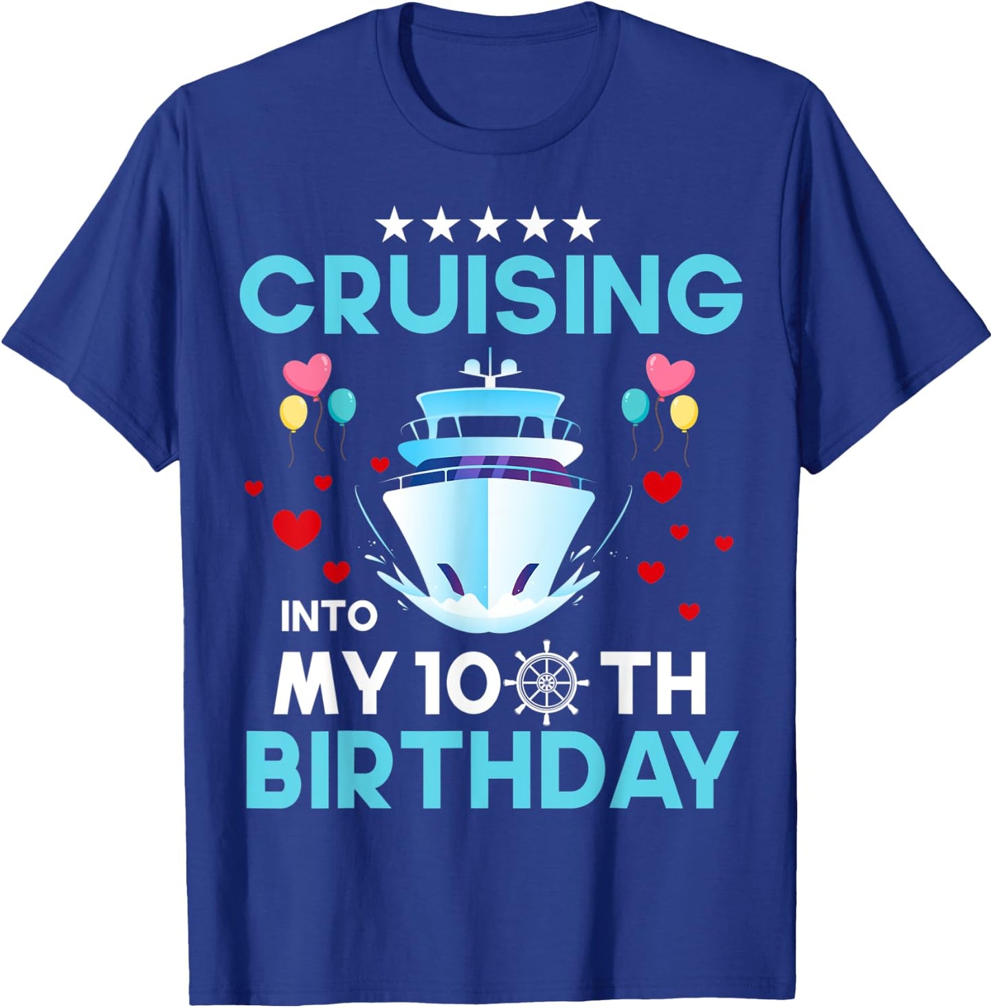 Cruising Into My 100 Year Old Cruise Birthday 100th B-Day T-Shirt - T-Shirt | Royal