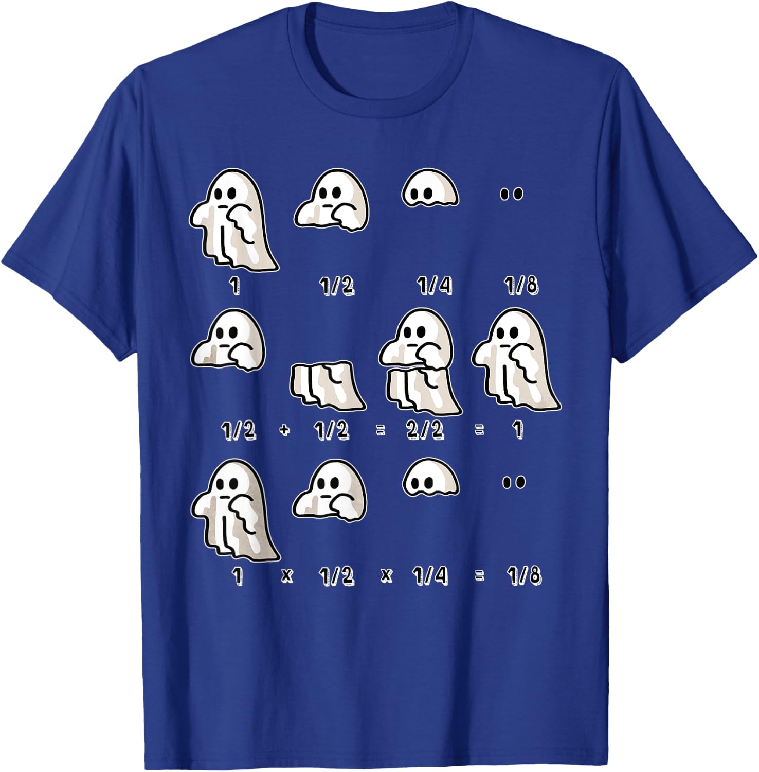Fractions Math Teacher Ghost Math Halloween Humorous T-Shirt - T-Shirt | Royal