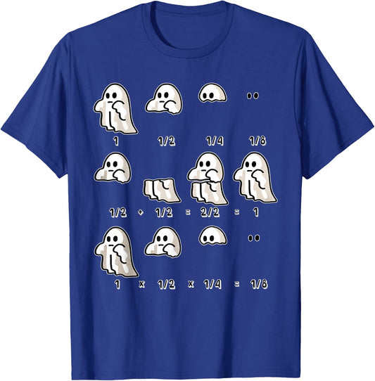 Fractions Math Teacher Ghost Math Halloween Humorous T-Shirt - T-Shirt | Royal