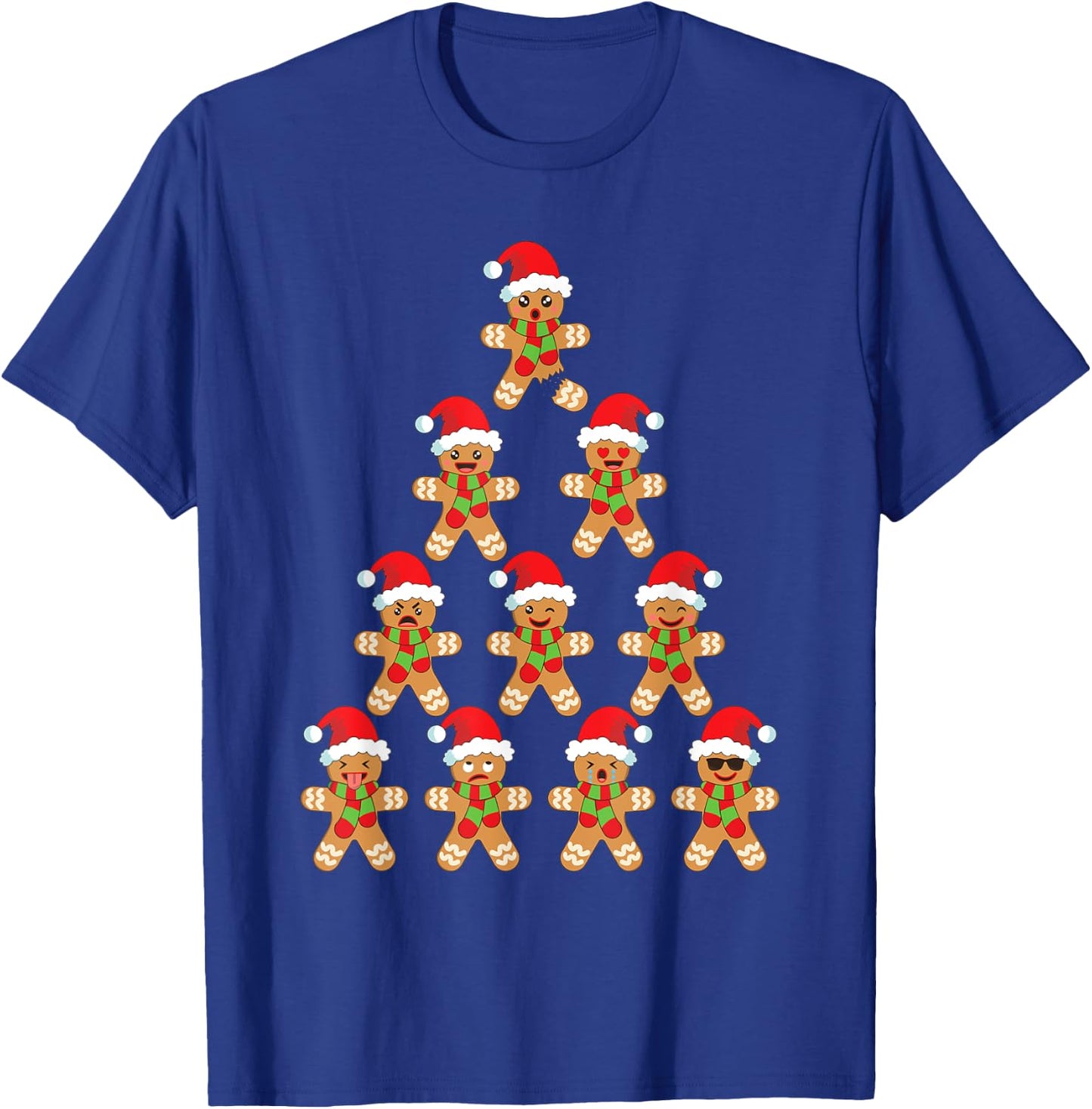 Gingerbread Kids Funny Gingerbread Man Christmas Tree T-Shirt - T-Shirt | Royal