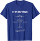 C-47 Skytrain C47 Douglas Dakota WWII Transport Blueprint T-Shirt - T-Shirt | Royal