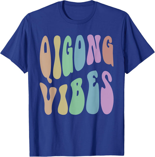 Retro QIGONG VIBES Meditation Humor Healing Groovy 60s T-Shirt - T-Shirt | Royal
