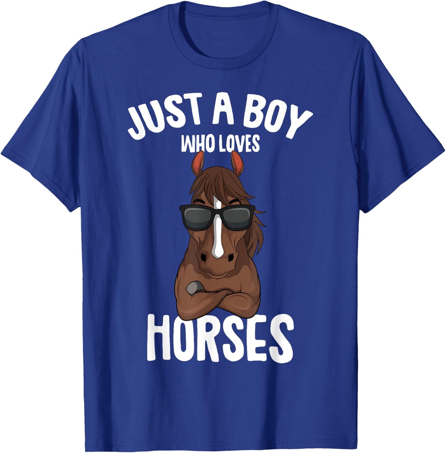 Just a Boy who loves Horses Equestrian Horseback Riding Kids T-Shirt - T-Shirt | Royal