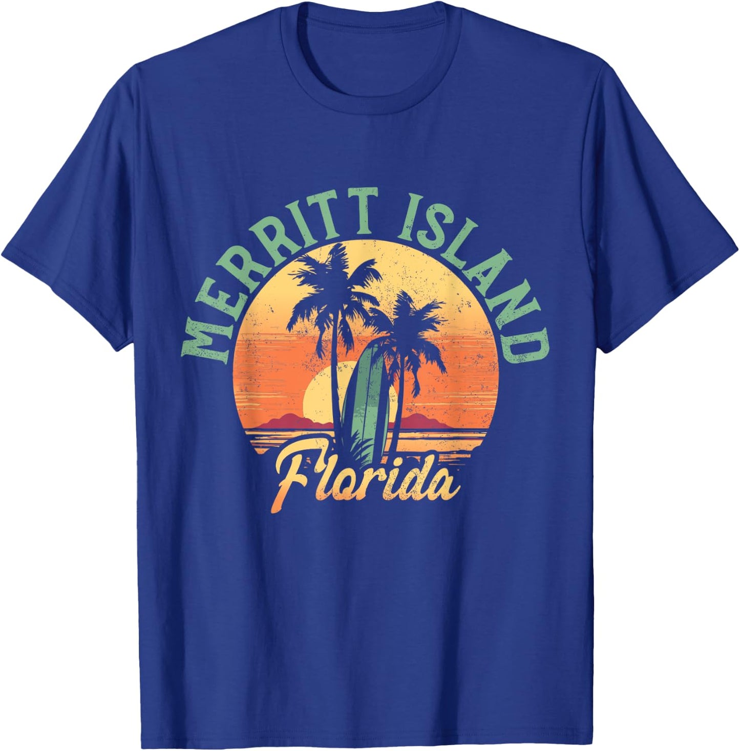 Merritt Island Florida Retro Surfer Vintage Beach T-Shirt - T-Shirt | Royal