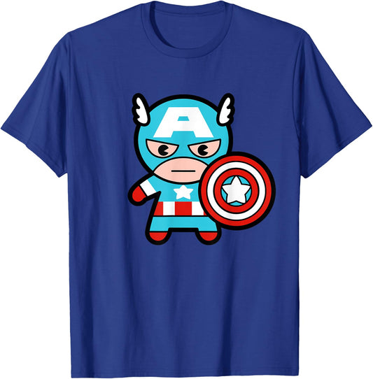 Marvel Kawaii Chibi Captain America Full Body Portrait T-Shirt - T-Shirt | Royal