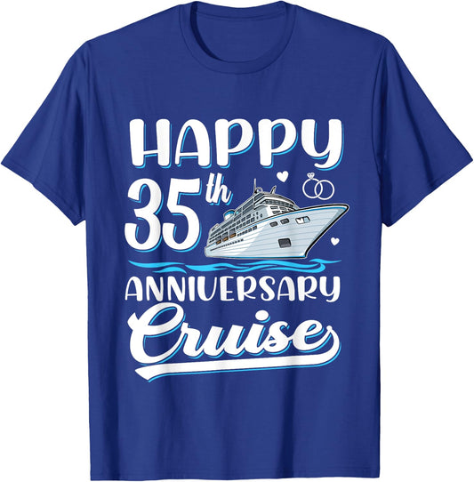 Happy 35th Anniversary Cruise Wedding 35 Years Old Couples T-Shirt - T-Shirt | Royal