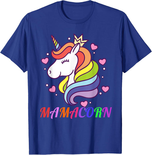 Cute Mamacorn Unicorn Mom Birthday Outfit Rainbow Colors T-Shirt - T-Shirt | Royal