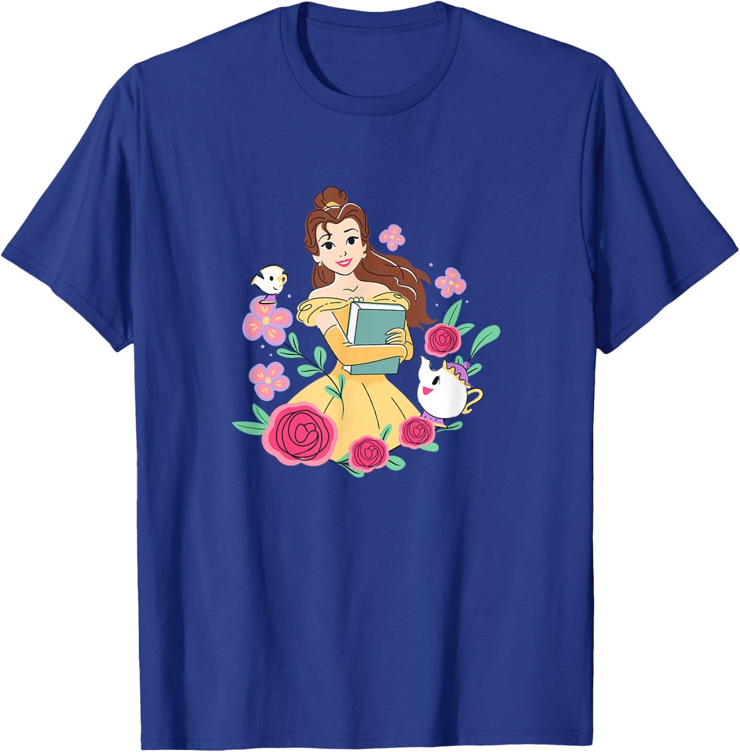 Disney Beauty and the Beast Belle & Book Fall Floral Roses T-Shirt - T-Shirt | Royal