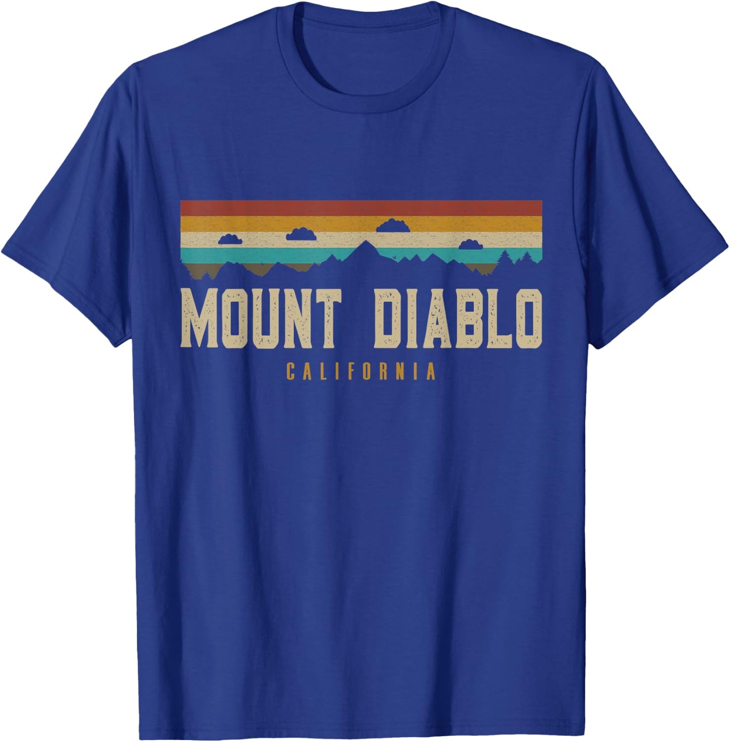 Mount Diablo Mountains California Hiking Outdoors Retro T-Shirt - T-Shirt | Royal