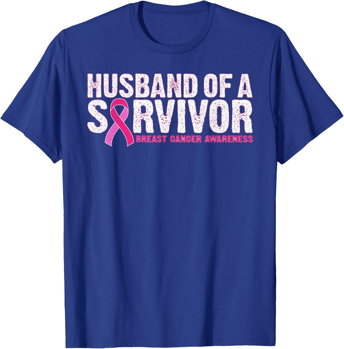 Husband Of A Survivor Wife Breast Cancer Awareness T-Shirt - T-Shirt | Royal