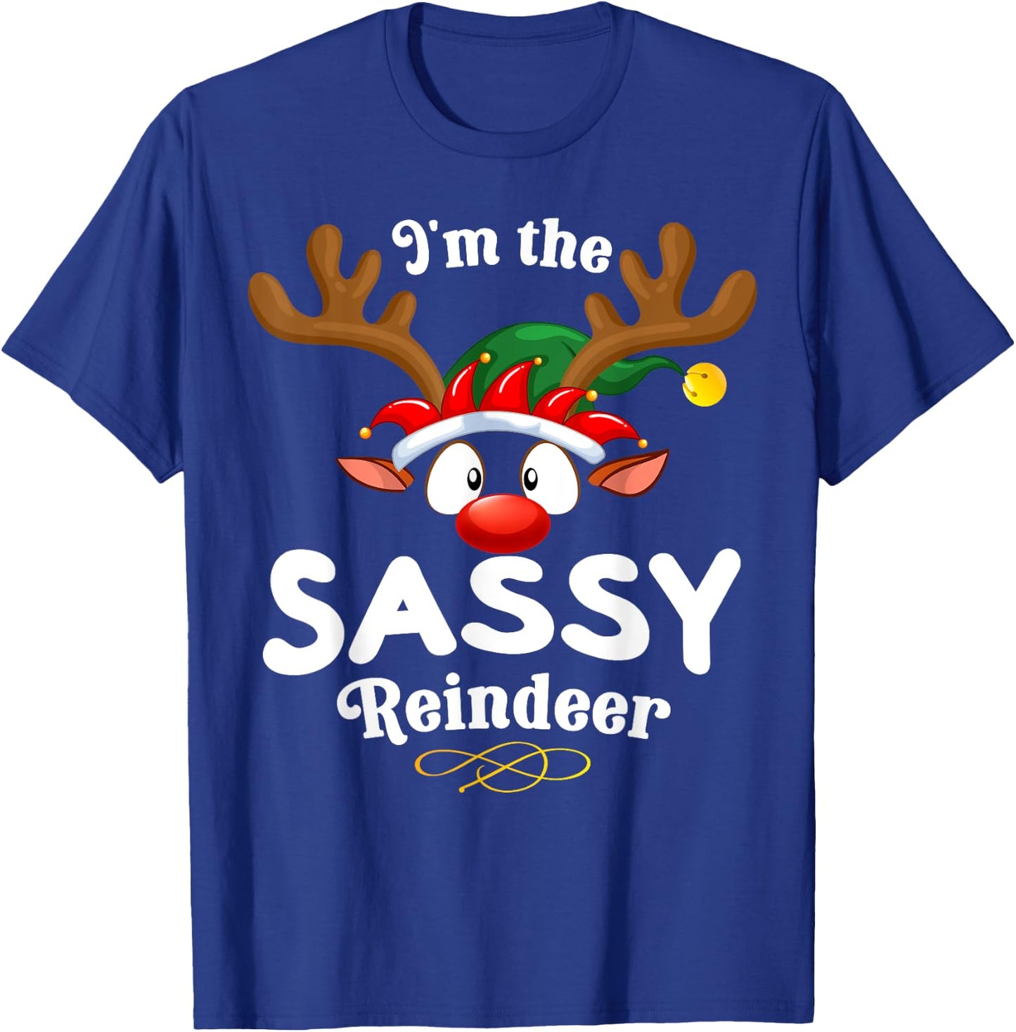 Christmas PJS Sassy XMas Reindeer Matching T-Shirt - T-Shirt | Royal
