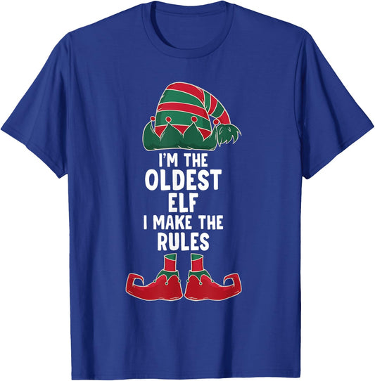 Oldest Sister & Brother Funny Christmas Elf Sibling T-Shirt - T-Shirt | Royal