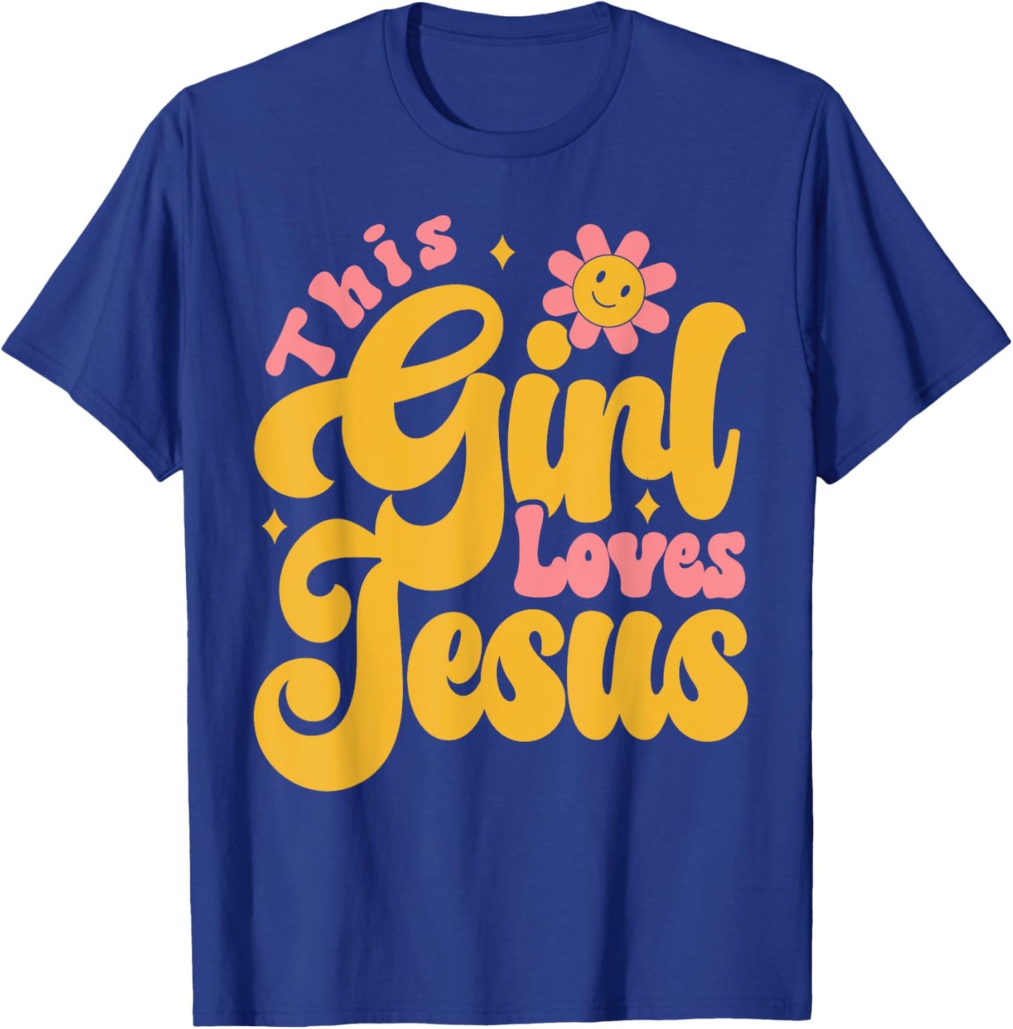 Christian Retro This Girl Loves Jesus God 70s T-Shirt - T-Shirt | Royal