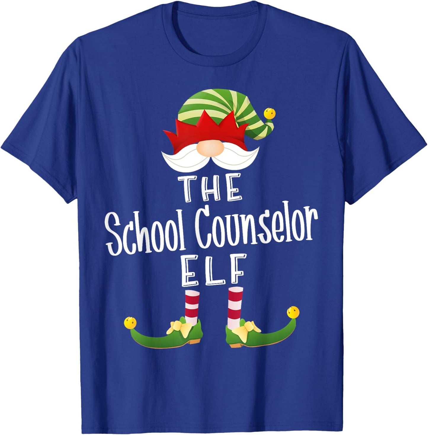 School Counselor Elf Group Christmas Funny Pajama Party T-Shirt - T-Shirt | Royal